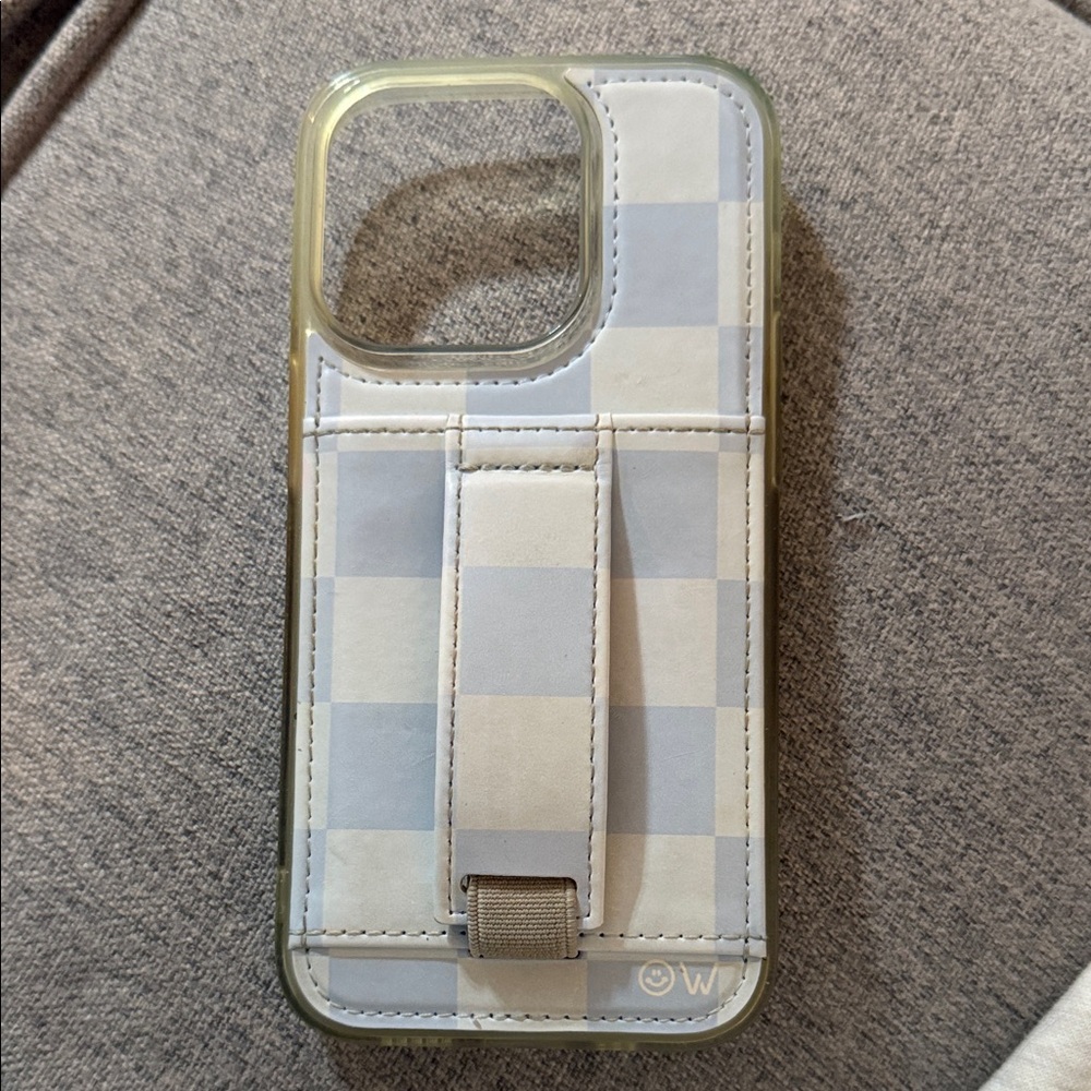 Walli Checkered Phone Case for iPhone 14 Pro - Blue and White